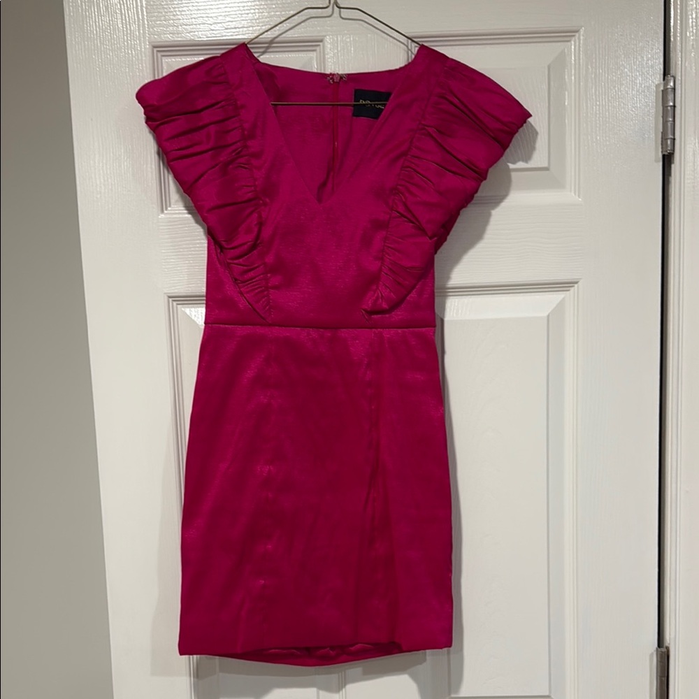 DO+BE Pink Sheath Mini Dress with Flutter Sleeves
